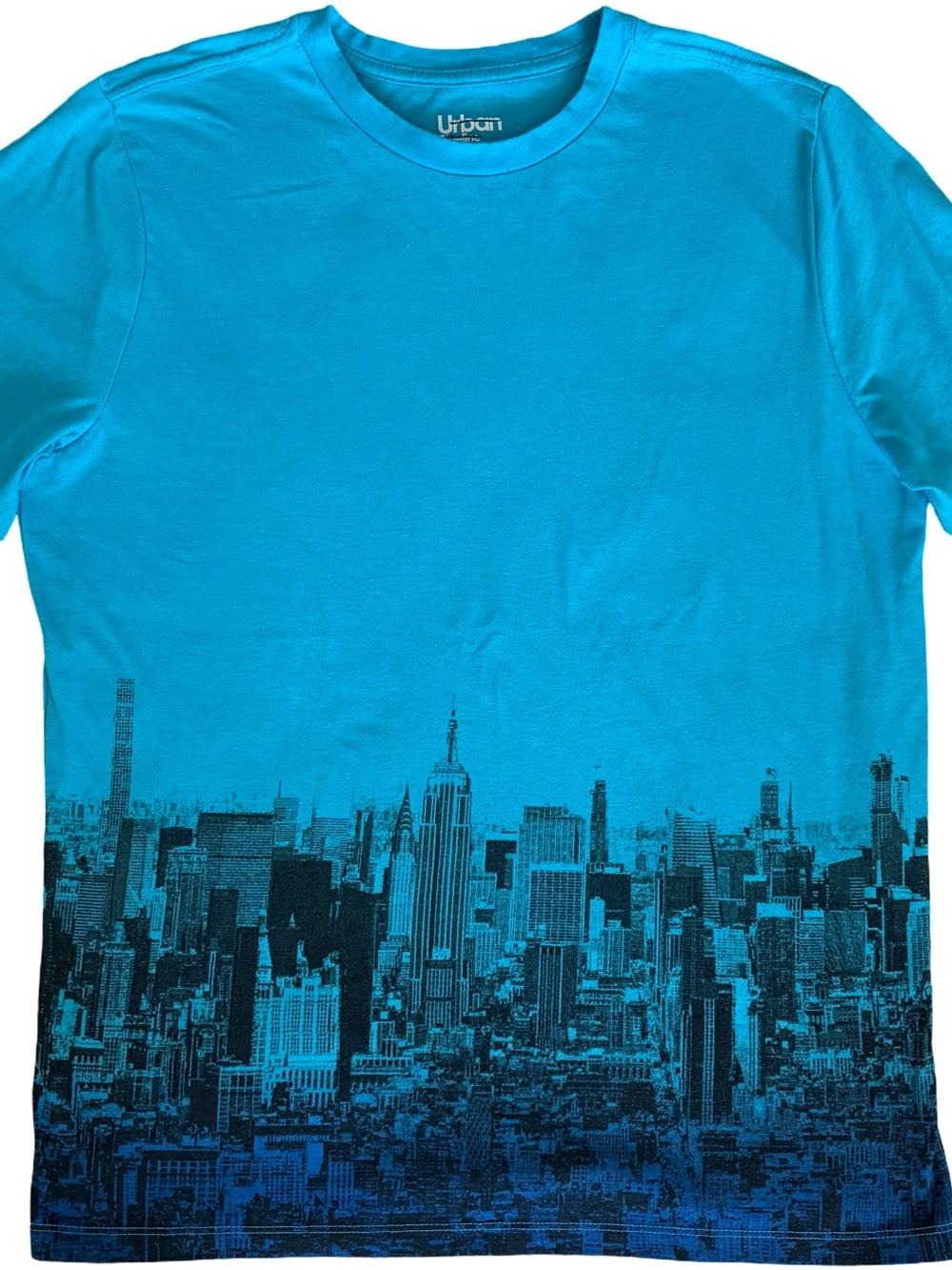 urban pipeline Teal Blue City Skyline Short-Sleeve Tee